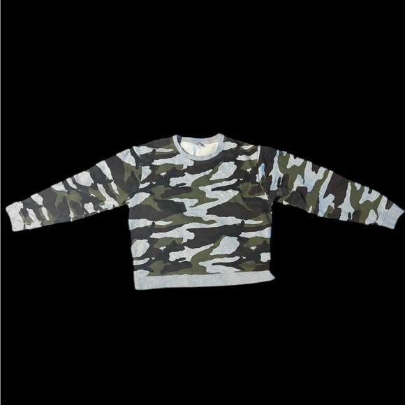 Kule Women's Medium 100% ORGANIC COTTON FLEECE Camo Sweatshirt Pullover Green - Picture 11 of 14